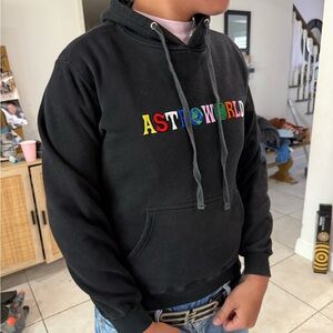 Black Crewneck Sweater with Multicolor Embroidered Logo